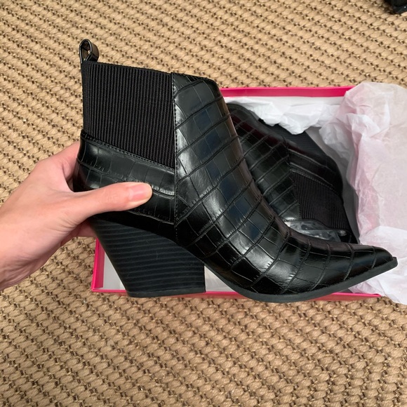 Niko Snake Print Blocked Heel Ankle Bootie - Picture 2 of 5